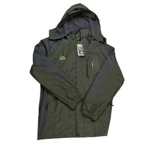 Tezo Outdoor Sport Jacket W/Removable Hood Waterproof Green Mens‎ Size Large